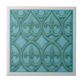 Blue And Green Fleur-de-lis Tile
