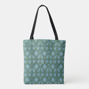 Blue And Green Fleur-de-lis Tote Bag