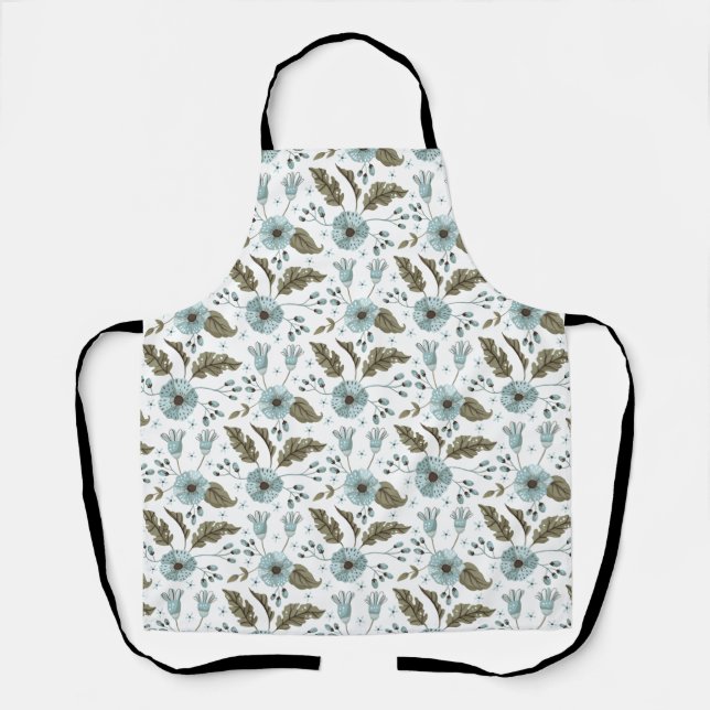 Blue and Green Floral Apron (Front)