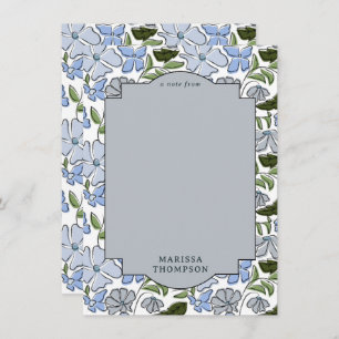 Blue and Green Floral Block Print Boy Birthday Card