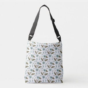 Blue and Green Floral Crossbody Bag
