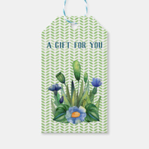 Blue And Green Floral Garden Gift Tags