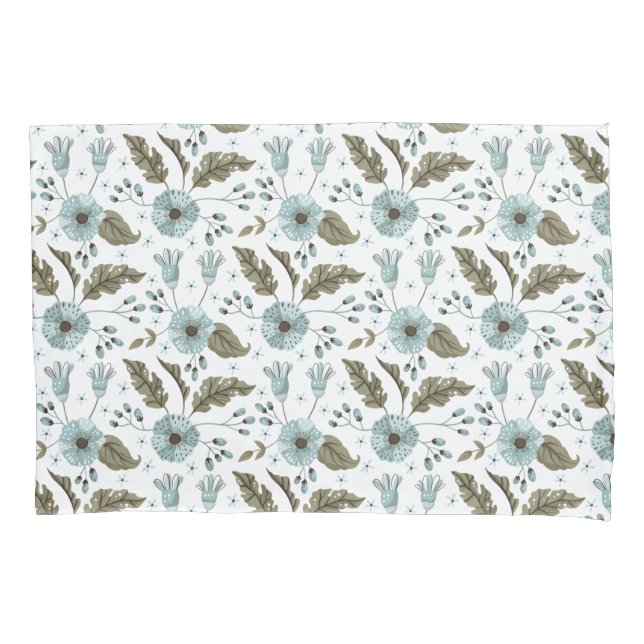 Blue and Green Floral Pillowcase (Front)