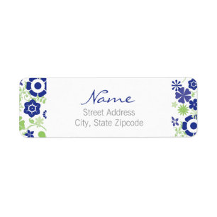 Blue and Green Floral Return Address Label
