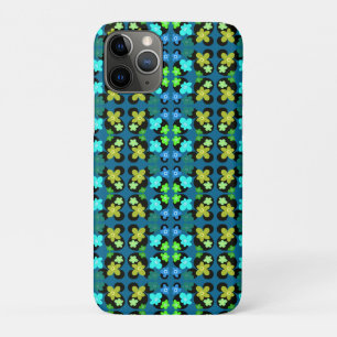 Blue and green flowers iPhone 11 pro case