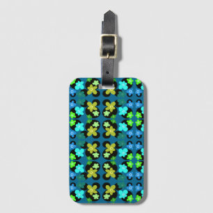 Blue and green flowers luggage tag