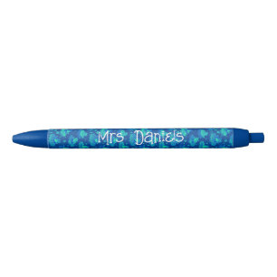 Blue and Green Frog Personalised  Black Ink Pen