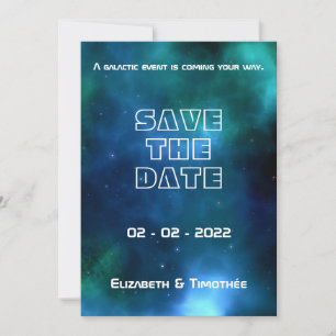 Blue and Green Galaxy Wedding Save The Date