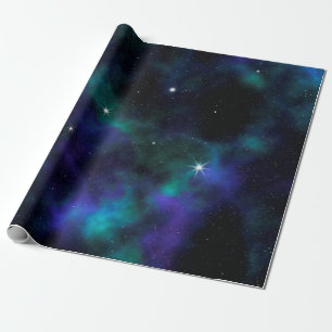 Blue and Green Galaxy Wrapping Paper