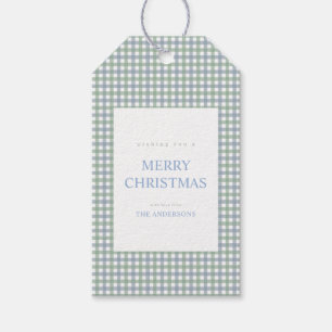 Blue and Green Gingham Christmas Gift Tags