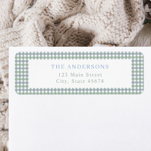 Blue and Green Gingham Return Address