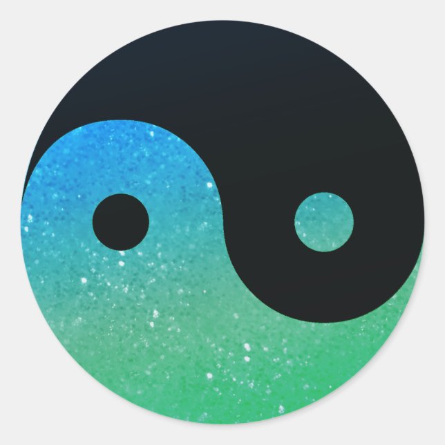 Blue And Green Glitz Look Yin Yang Stickers (Front)