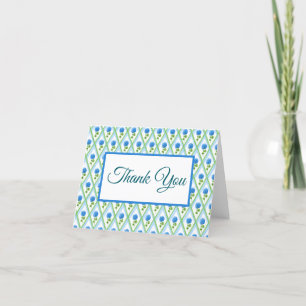 Blue and Green Grandmillenial Hydrangea Ditsy  Thank You Card