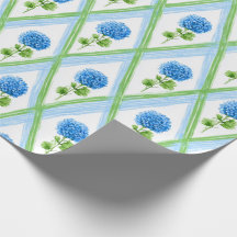 Blue and Green Grandmillenial Hydrangea Ditsy