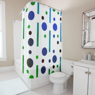 Blue and Green Greenleaf :Dots and lines Shower Curtain