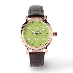 Blue and Green Harleqiun Trotting Horse Pattern Watch