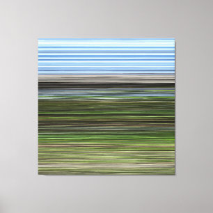 Blue And Green Horizontal Abstract Stripes Canvas Print