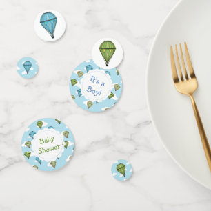 Blue and Green Hot Air Balloon Baby Shower Confetti