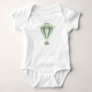 blue and green hot air balloon personalised baby bodysuit
