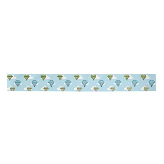 Blue and Green Hot Air Balloons Ribbon Satin Ribbon (Front)