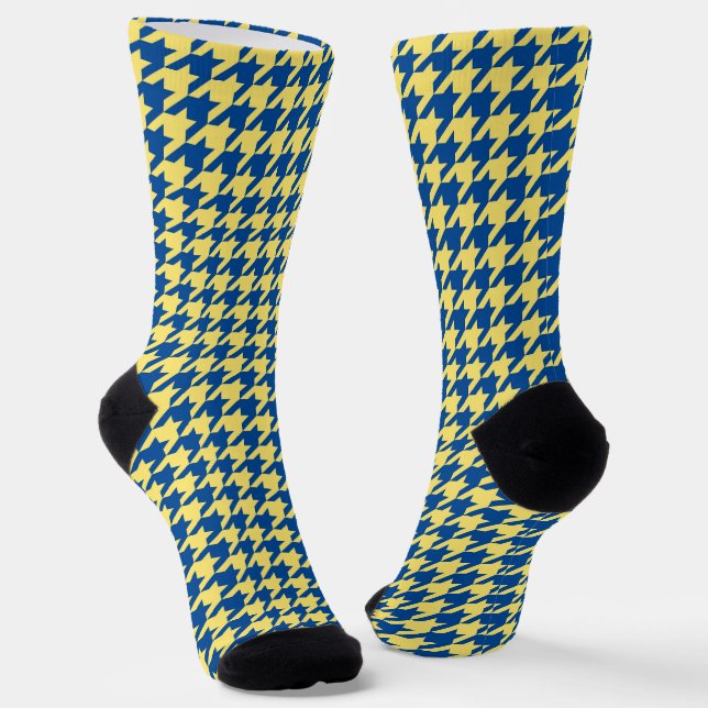 Blue and green Houndstooth Socks (Angled)