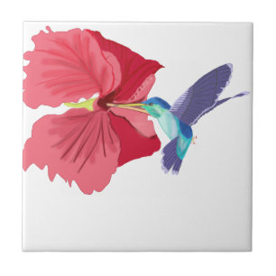 Blue and Green Humming Bird Tile