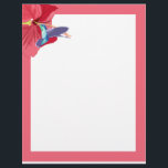 Blue and Green Hummingbird<br><div class="desc">This colourful letterhead writing paper features my painting of a blue and green Hummingbird in mid flight feeding from a red Hibiscus against a plain white background with matching border. Perfect to add style and a hint of the exotic to your letters</div>