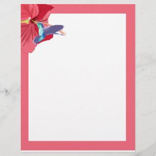 Blue and Green Hummingbird Custom Letterhead