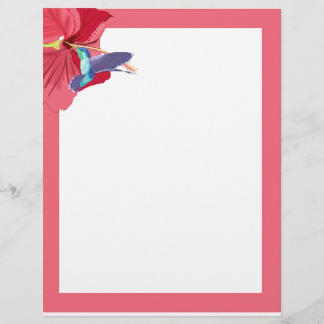 Blue and Green Hummingbird Custom Letterhead (Front)