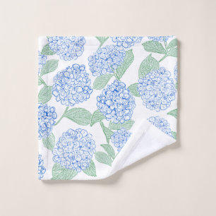 Blue and Green Hydrangea Floral Wash Cloth