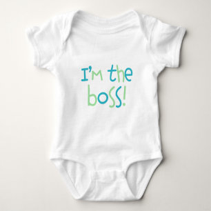 Blue and Green "I'm the boss!" Baby Bodysuit