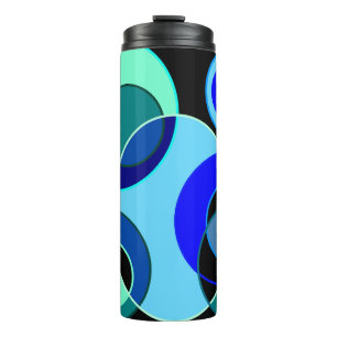 Blue and green intersecting circles design thermal tumbler