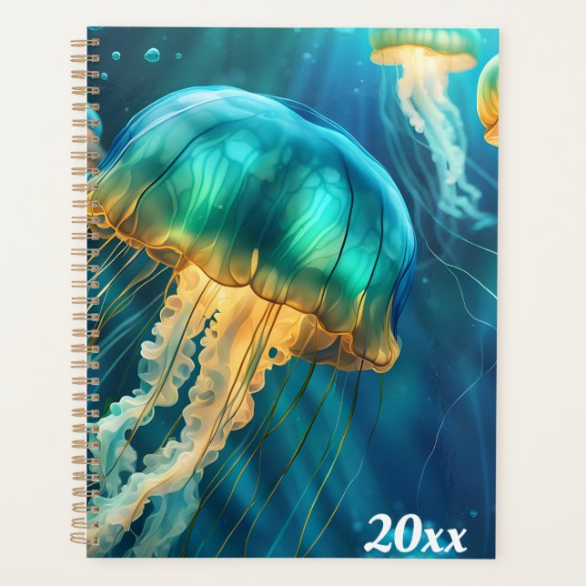 Blue and Green Jellyfish Planner (Front)