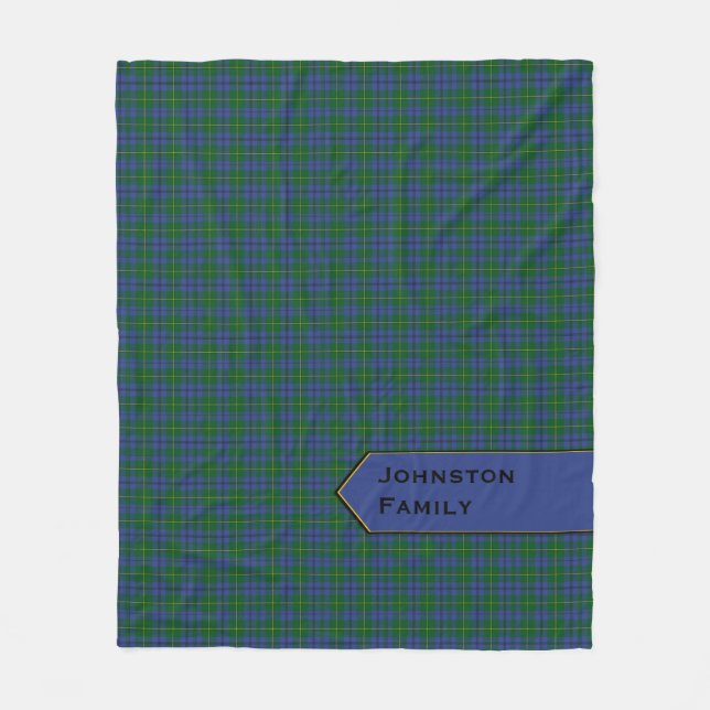 Blue and Green Johnston Plaid Fleece Blanket (Front)