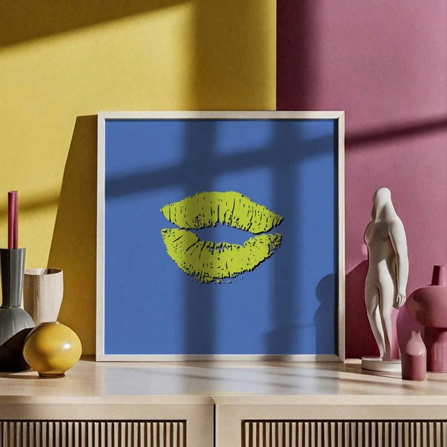Blue and Green Kissing Lips Poster (Creator Uploaded)