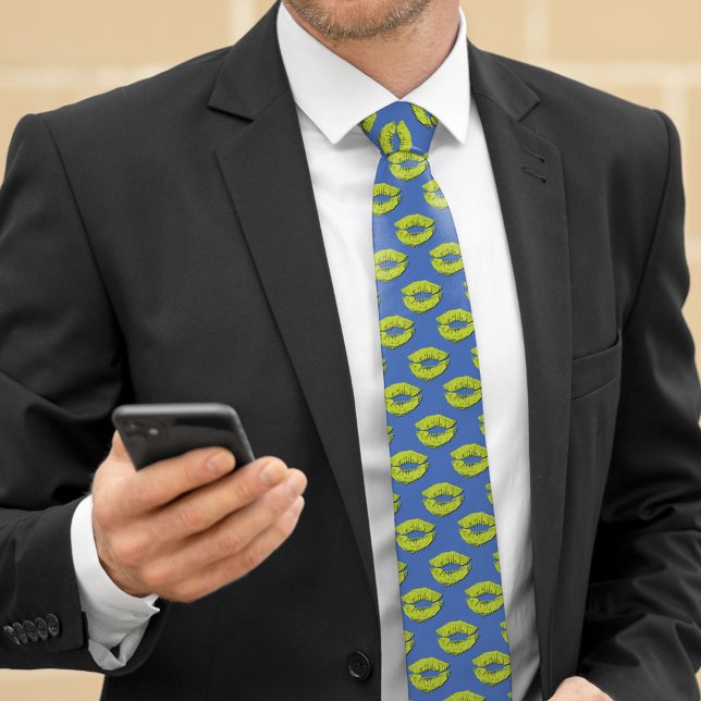 Blue and Green Kissing Lips Tie (Creator Uploaded)