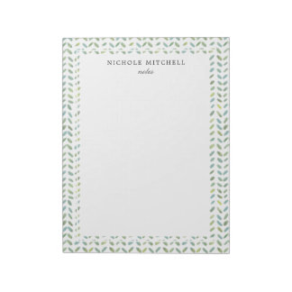 Blue and Green Leaf Watercolor Pattern Notepad
