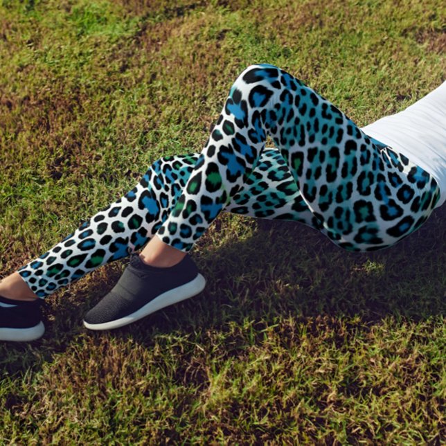 Blue and Green Leopard Pattern Regins High West Ca Leggings (Creator Uploaded)