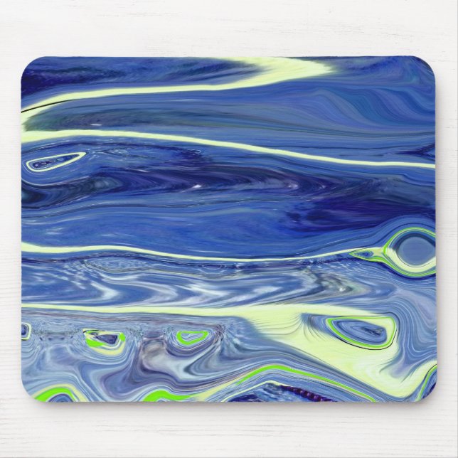 Blue and Green Liquid Abstract Mouse Mat (Front)