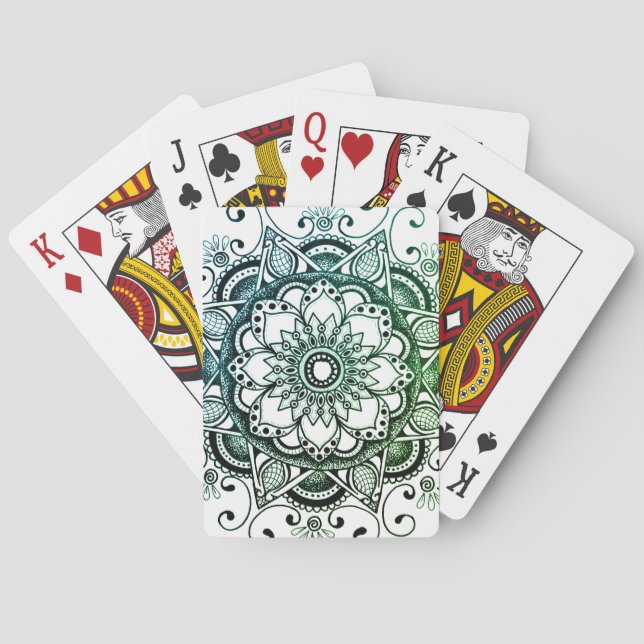 Blue and Green Mandala Deck of Cards (Back)
