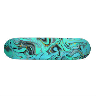 Blue and green marble abstract effect board. skateboard