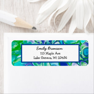 Blue and Green Marble Fluid Art Abstract