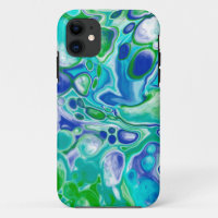 Blue and Green Marble Fluid Art Abstract