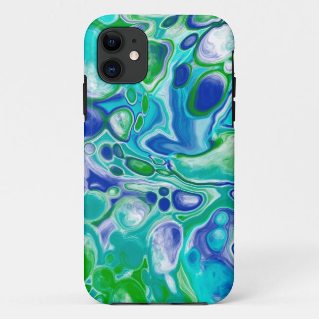 Blue and Green Marble Fluid Art Abstract    Case-Mate iPhone Case (Back)