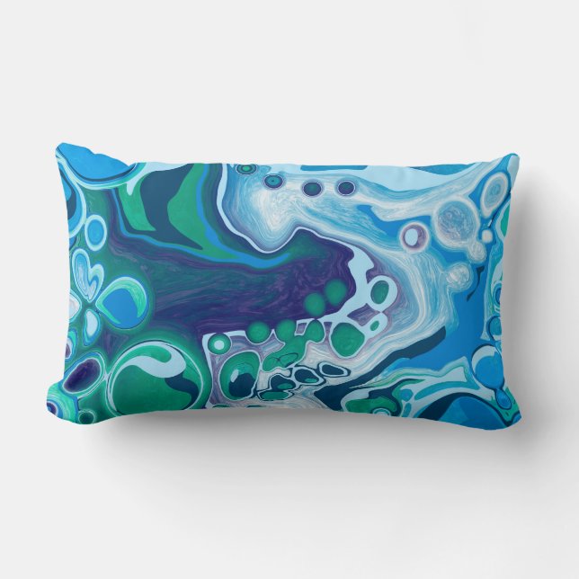 Blue and Green Marble Fluid Art   Lumbar Cushion (Front)