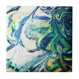 Blue and green marble tile