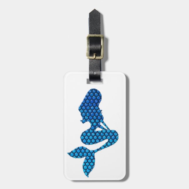 Blue and green mermaid luggage tag (Front Vertical)