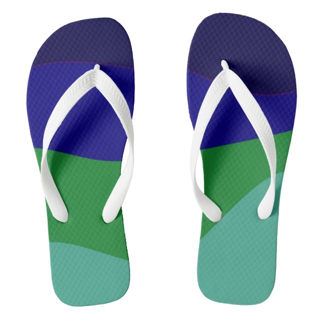 Blue And Green Mixed Flip Flops (Footbed)
