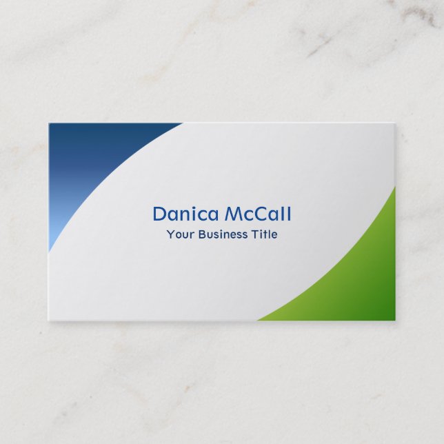 Blue and Green Modern Professional Minimalist Business Card (Front)