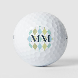 Blue and Green Monogram Initial  Golf Balls